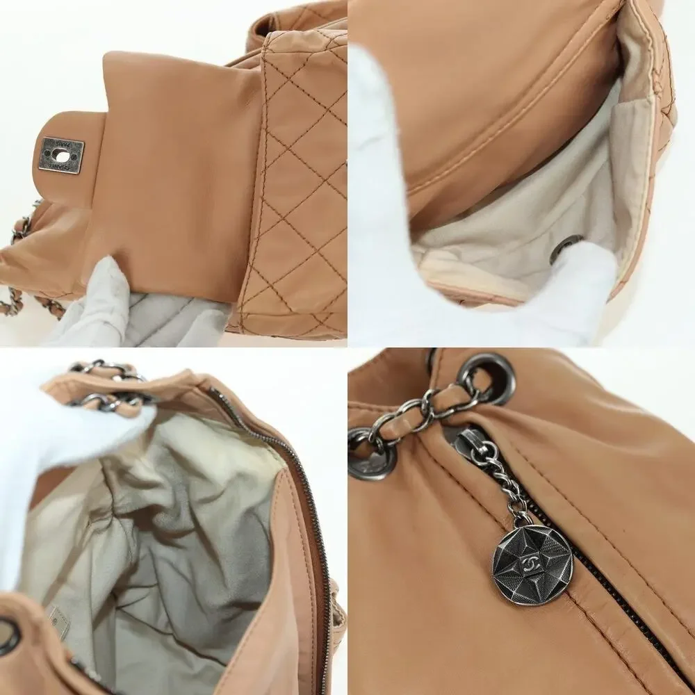 Chanel Matelasse Lambskin Chain Backpack Beige